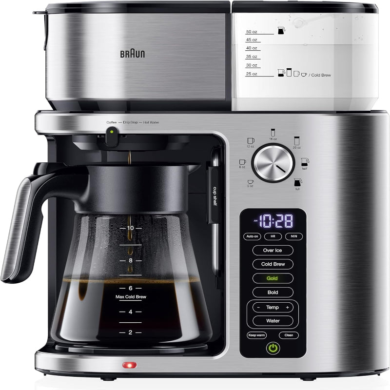 (Excellent)  Braun MultiServe Plus 10-Cup Coffee Maker | Hot & Cold Brewer • Over Ice • KF9370SI