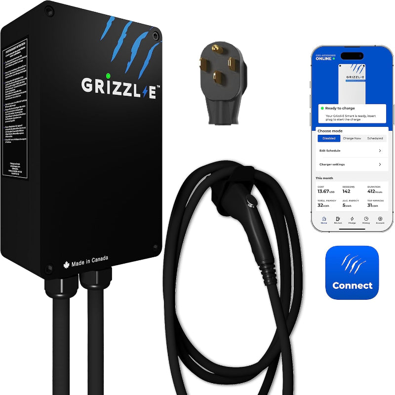 (Excellent) Grizzl-E Classic, Level 2 240V / 40A Electric Vehicle (EV) Charger, UL & Energy Star, Metal Case Enclosure, Indoor/Outdoor Electric Car Fast Wall Charging Station, NEMA 14-50 Plug, Classic Black