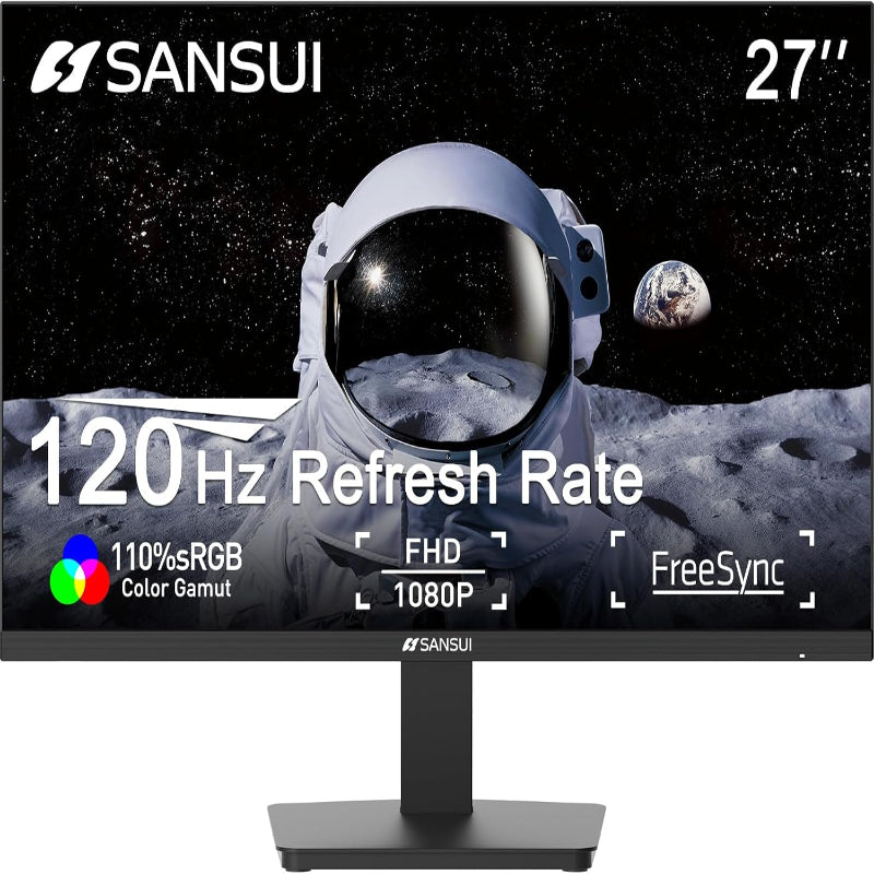 (New Open Box) 🖥️✨ SANSUI 27" FHD Computer Monitor | 120Hz • 1080P • HDR • 110% sRGB |