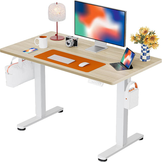 (New Open Box) ErGear Height Adjustable Electric Standing Desk, 40 x 24 Inches Sit Stand up Desk, Memory Computer Home Office Desk, Natural