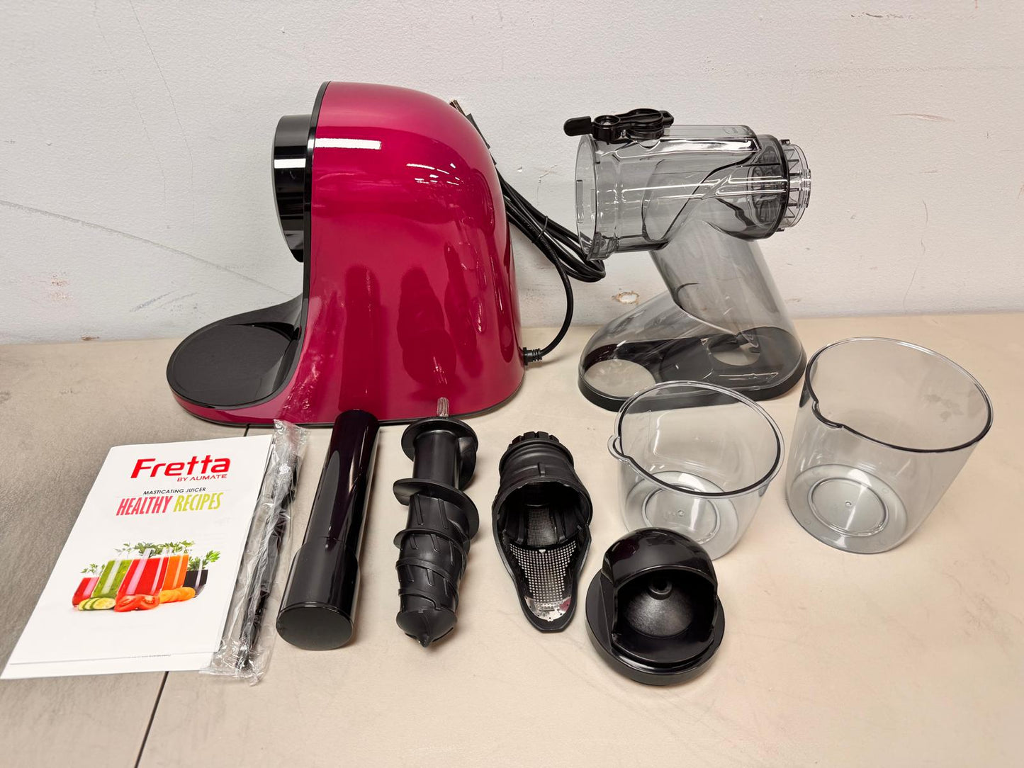 (New Open Box) Cold Press Juicer, Fretta Masticating Slow Juicer Extractor, Juice Maker Machine