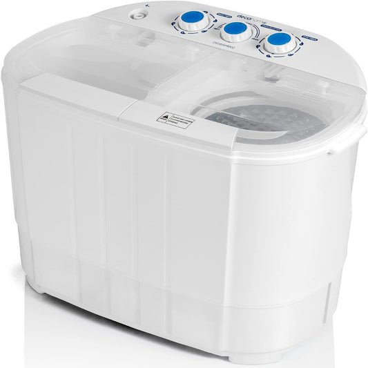 (New Open Box) Deco Home Compact Twin Tub Portable Washer, Top Load, White, 4.5 Pounds Capacity, Water & Detergent Efficient, Ideal for Dorms, Apartments, RVs
