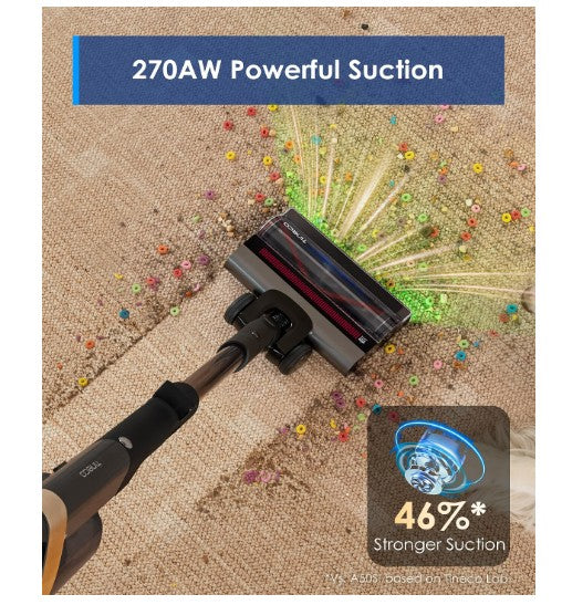 (New Open Box) Tineco Pure ONE A90S Cordless Vacuum Cleaner, 270AW Powerful Suction Stick Vacuum Cordless Rechargeable, Up to 105min Runtime, 3DSense Master Brush, 150° Green LED Light with Floor Type Detection