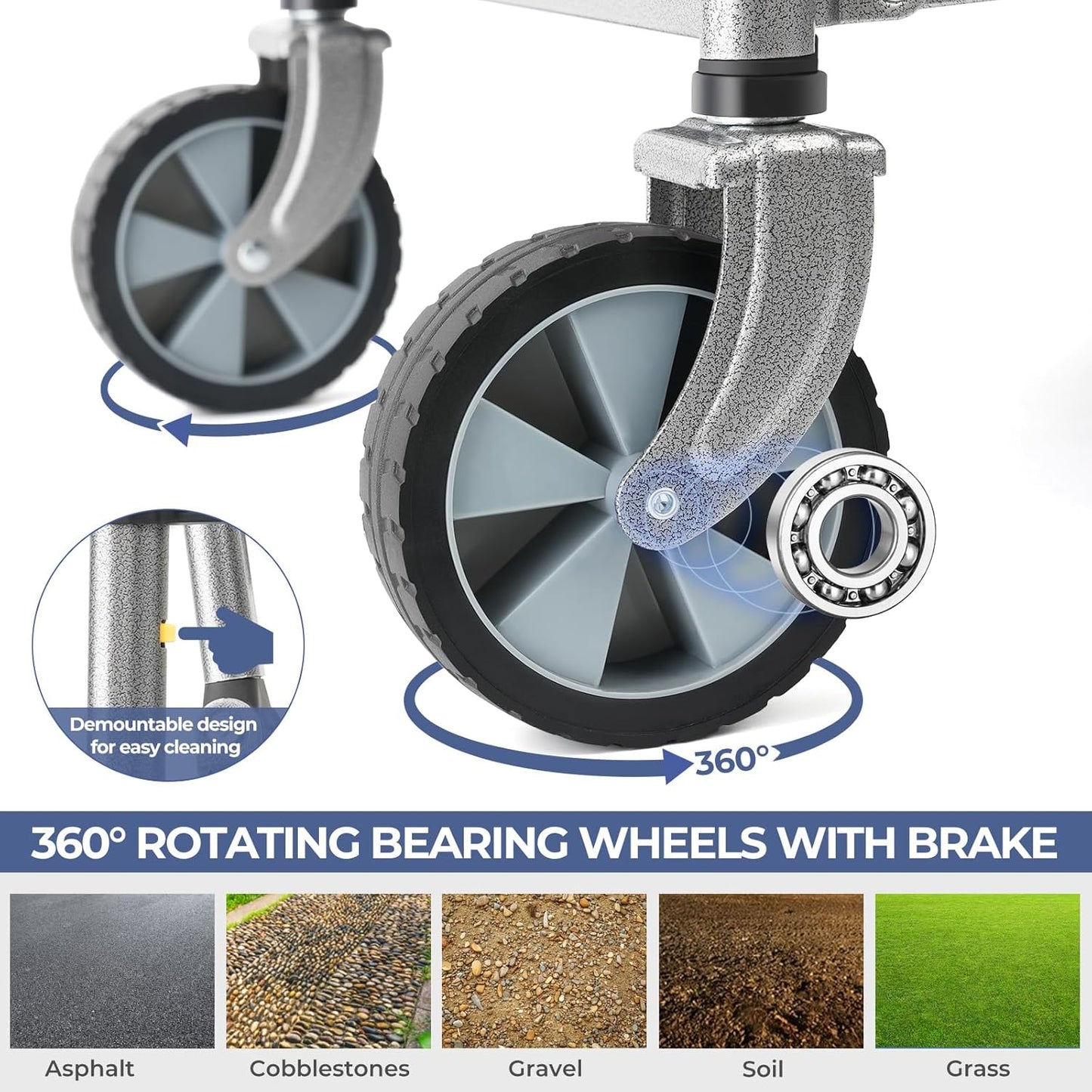 (New No Box) Ohuhu Wagon Cart Foldable Utility Wagons: Ohuhu Collapsible Folding Shopping Carts with Wheels, 85L/330 LB Capacity 600D Oxford Fabric Heavy-Duty Portable Grocery Wagon for Sports Camping Picnic Garden