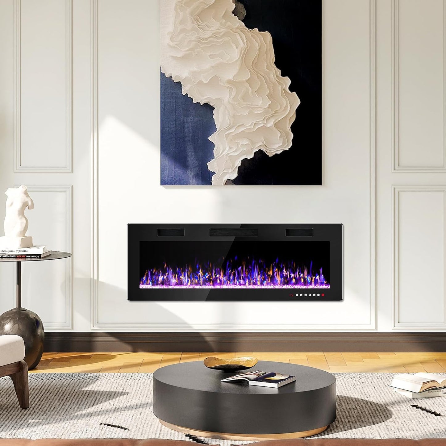 (New Open Box) Vitesse 50" Ultra-Thin Electric Fireplace – Recessed/Wall Mounted – 1500W