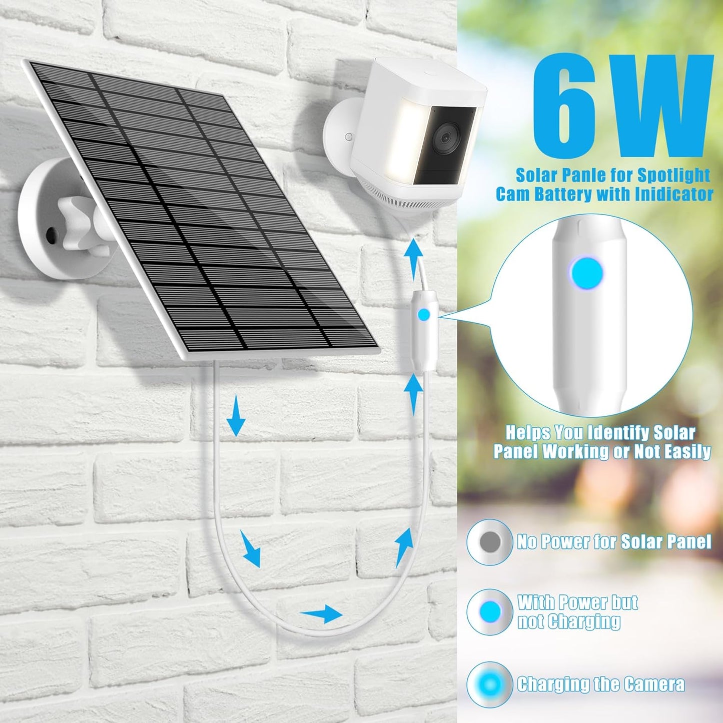 (Brand New) 6W Solar Panel for Ring Spotlight Cam / Stick Up Cam – Fast Charge & Weatherproof
