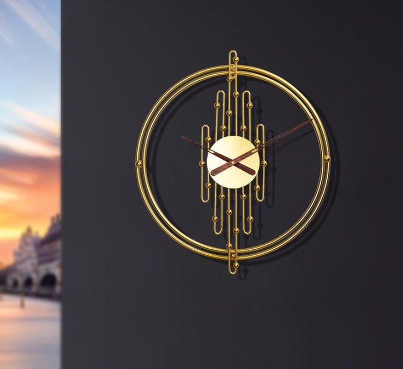 (New Open Box) Handmade Large Golden Round Wall Clock