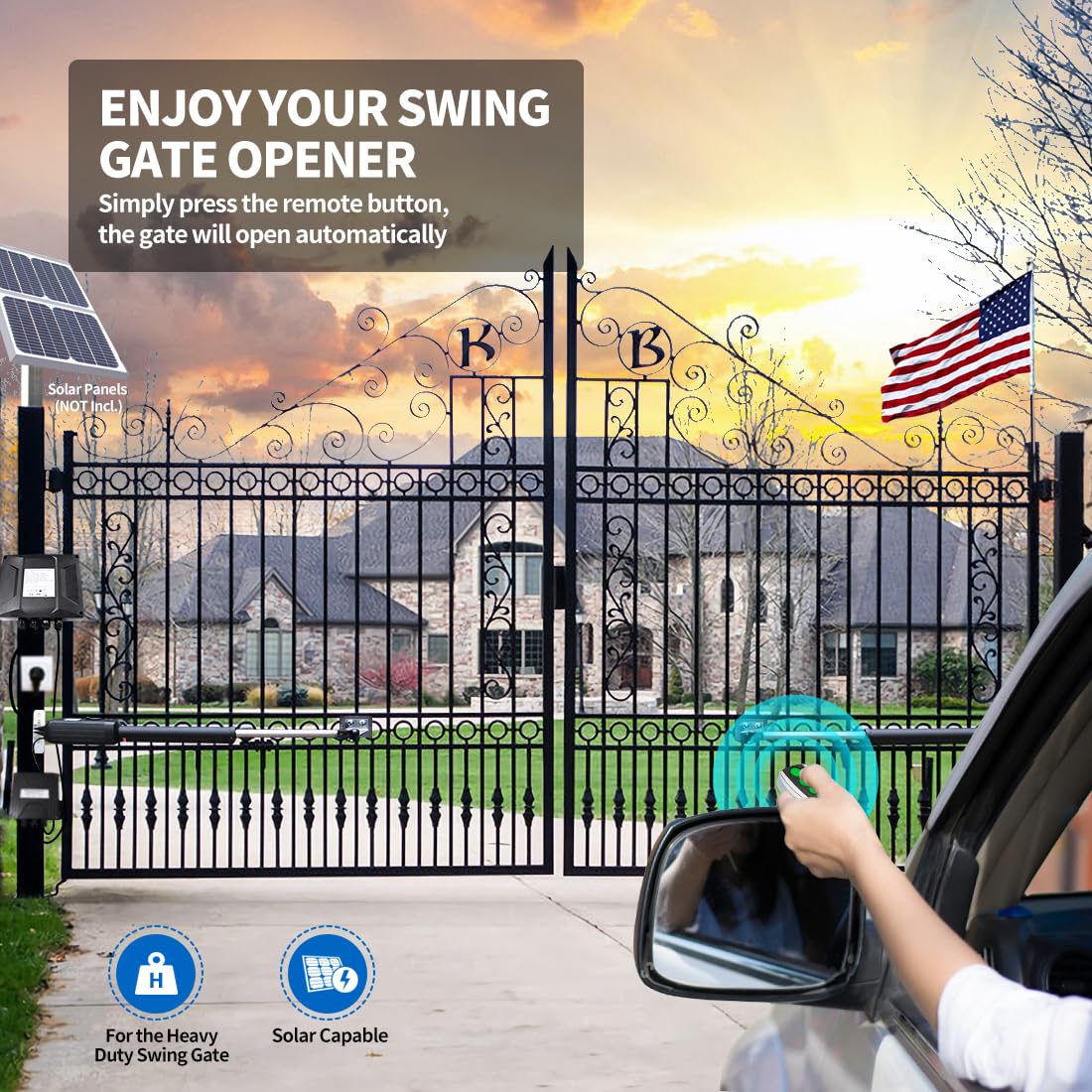 (New Open Box)  TOPENS A8132 Dual Swing Gate Opener – Heavy Duty Automatic Gate Opener
