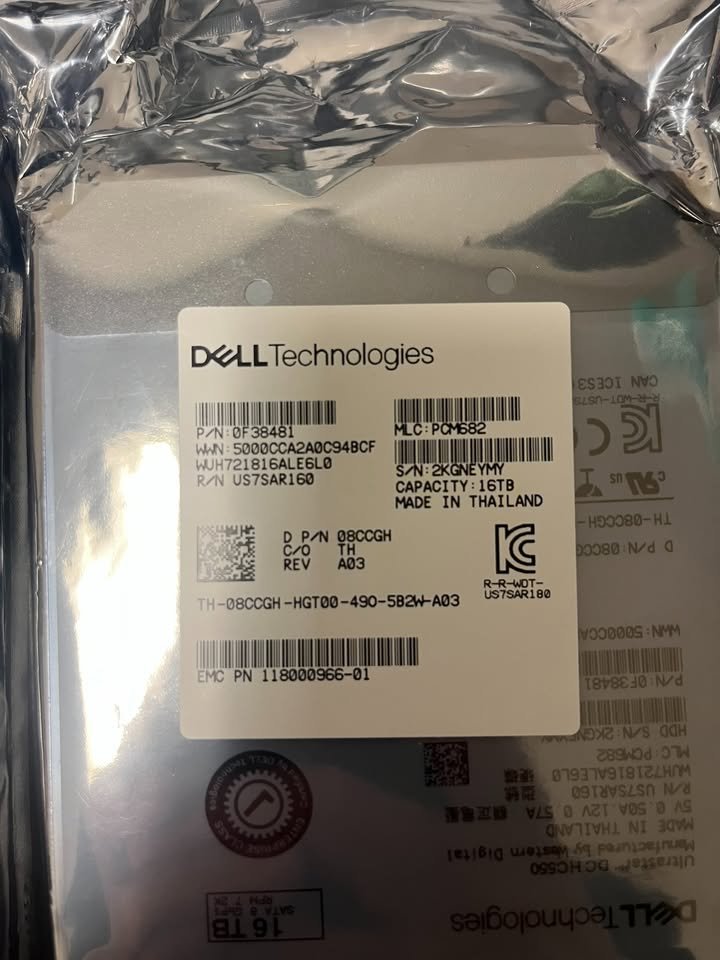 (Brand New) Dell Western Digital Ultrastar DC HC550 3.5 inch Hard Drive 16TB 7.2K SATA 6G