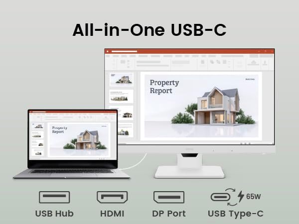 (New Open Box) BenQ GW2486TC 24" Office Monitor – USB-C | IPS | Height Adjustable | Eye-Care Tech