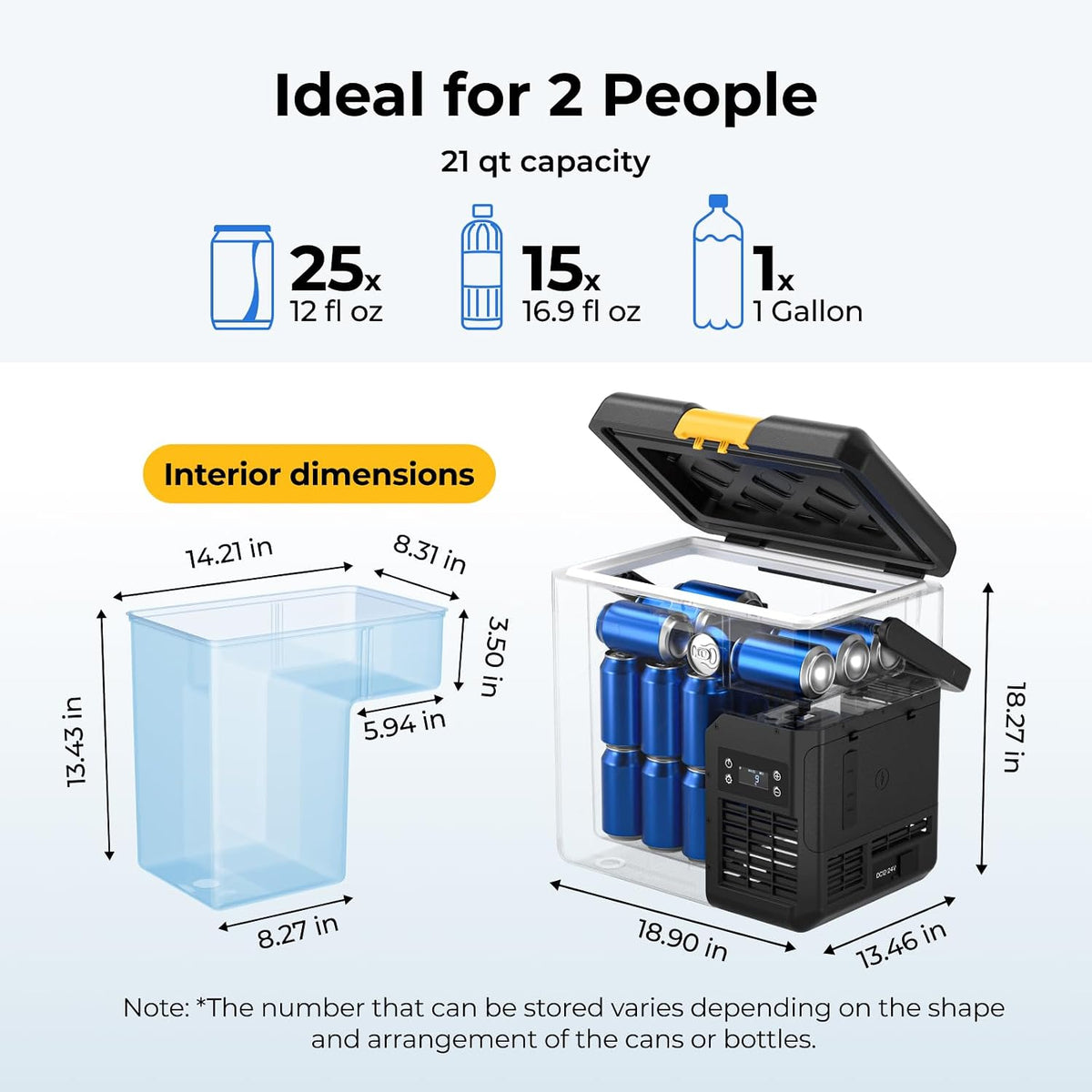 (New Open Box) BougeRV Car Fridge CRH20, 21 Quart, -4℉~68℉, 12v Cooler for Outdoor Camping