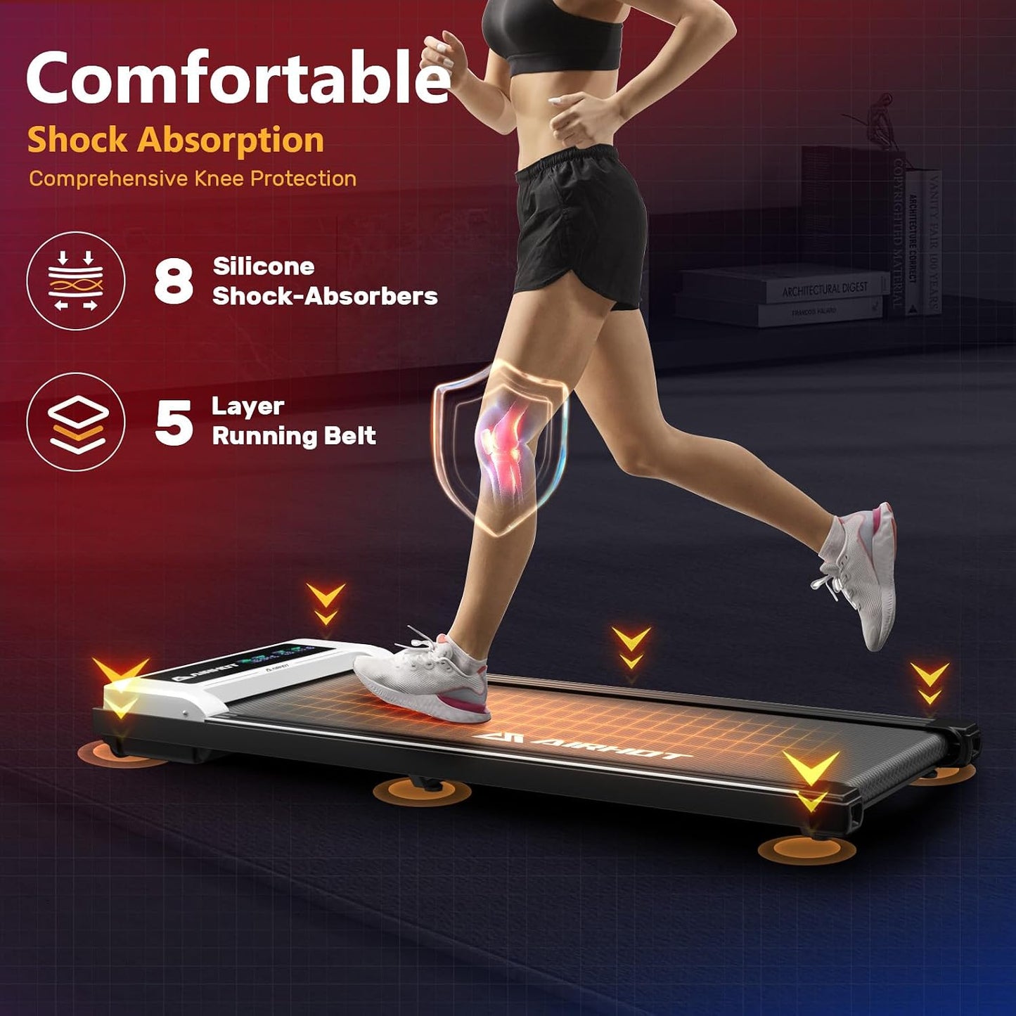 (Excellent) AIRHOT Walking Pad with Incline, 4 in 1 Under Desk Treadmill, Portable Treadmills with Remote Control, 300LBS Capacity Walking Running Treadmill for Home & Office