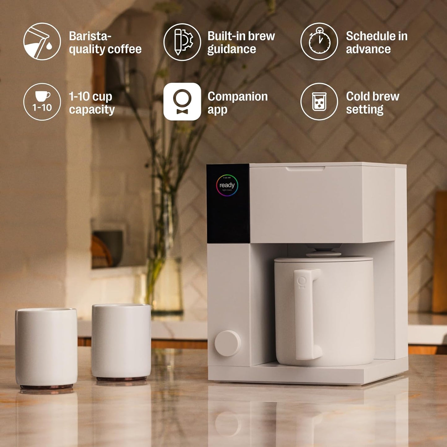 (Brand New) Fellow Aiden Precision Coffee Maker - 10-Cup Capacity, Built-In Brewing Guidance, Matte White