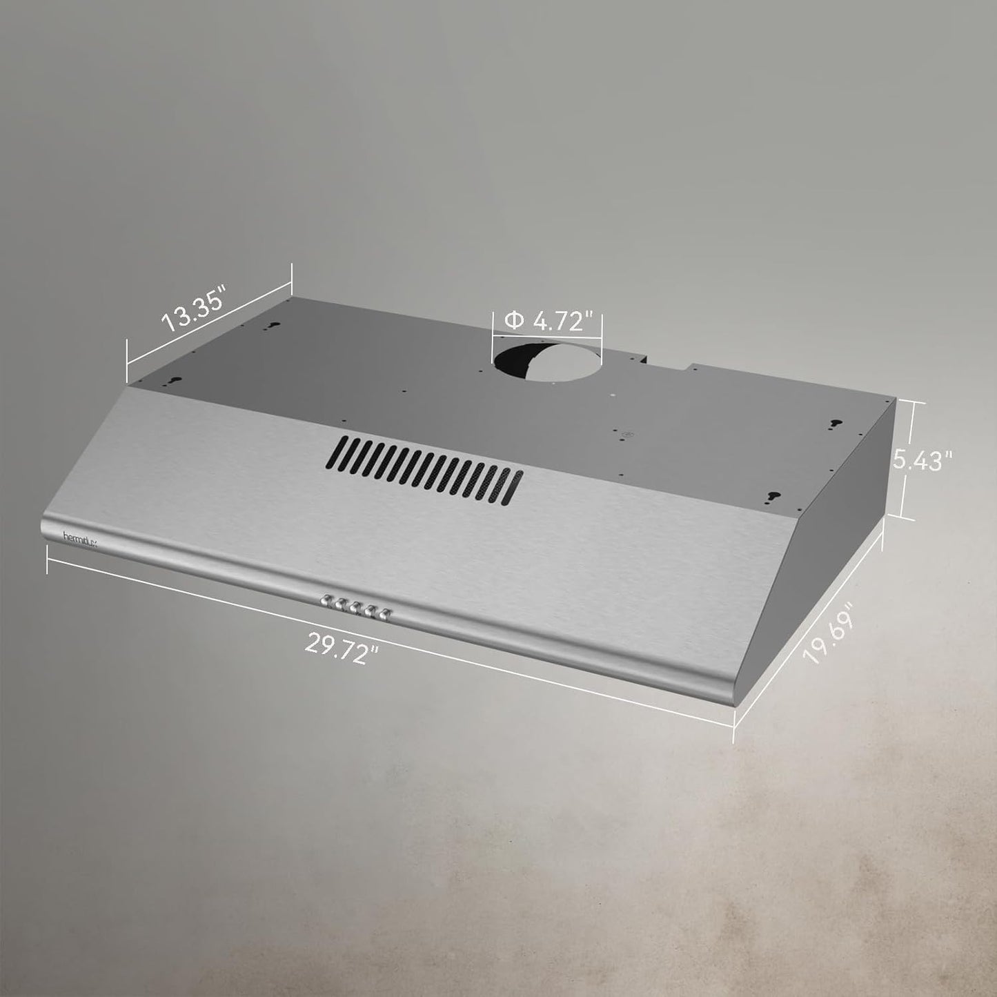 (Excellent) Hermitlux 30” Under Cabinet Range Hood • 3-Speed Exhaust Fan • Stainless Steel