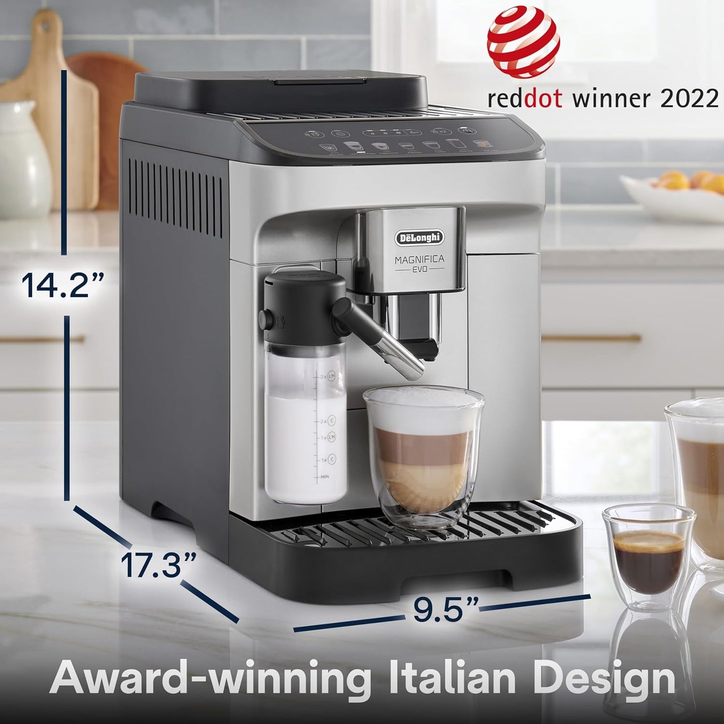 De'Longhi Magnifica Evo Automatic Espresso & Coffee Machine with Auto Milk Frother, Built-in Grinder & Auto-Clean Function - For Latte, Cappuccino, Americano, Iced Coffee, ECAM29084SB