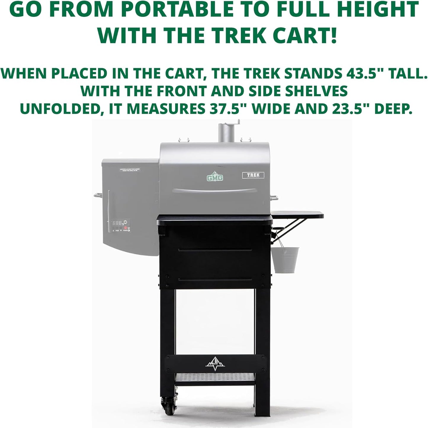 (New Open Box) GMG Stainless Steel Trek Cart Stand – Locking Wheels + Bottom Shelf!