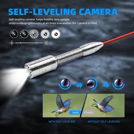 (New Open Box) Gatebig Sewer Camera 100FT/30M,Self Leveling,Distance Counter,10'' IPS Sewer Inspection Camera with DVR,IP68 Plumbing Snake with 12 Adjustable LEDs,16GB Card for Home,Duct Drain Pipe
