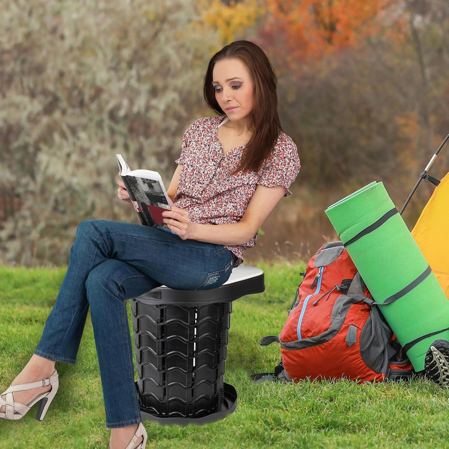 (New Open Box) Portable Camping Toilet, Foldable Travel Toilet - Height Adjustable for Children and Adults