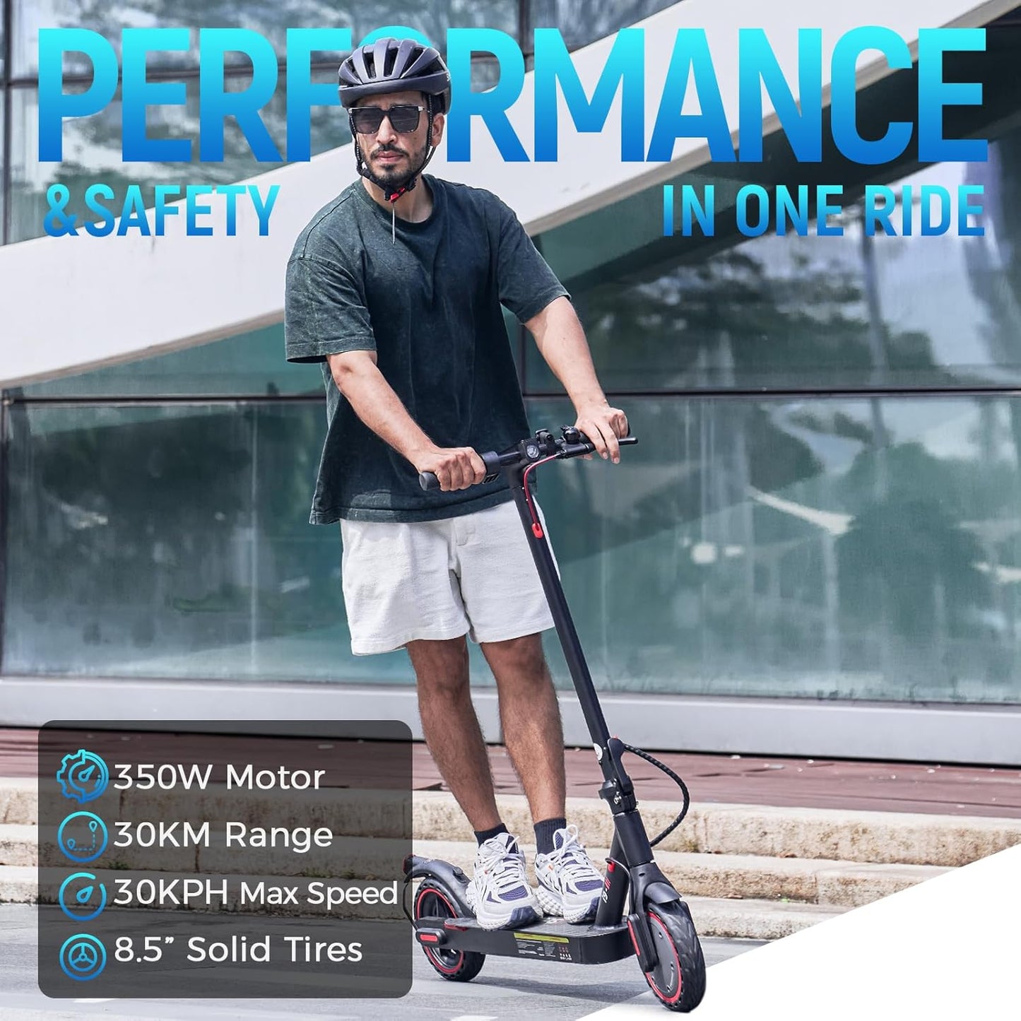 (New Open Box) iScooter Electric Scooter for Adults & Teens, 500W/350W Motor, 35/30 km/h Top Speed & 37/30/20 km Range, 10"/8.5" Tires, Lightweight Foldable Commuter E-Scooter with Dual Brakes, Optional APP Control