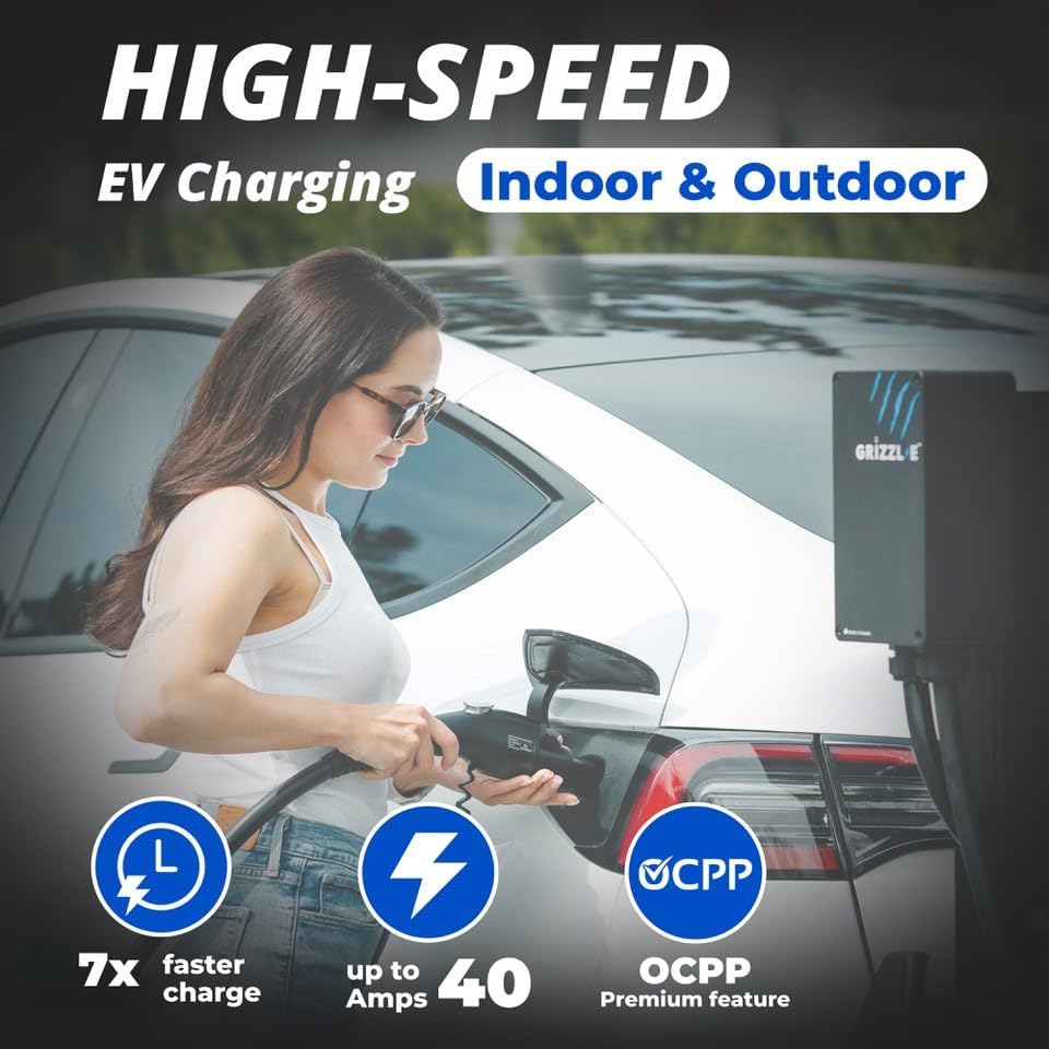 (Excellent) Grizzl-E Classic, Level 2 240V / 40A Electric Vehicle (EV) Charger, UL & Energy Star, Metal Case Enclosure, Indoor/Outdoor Electric Car Fast Wall Charging Station, NEMA 14-50 Plug, Classic Black
