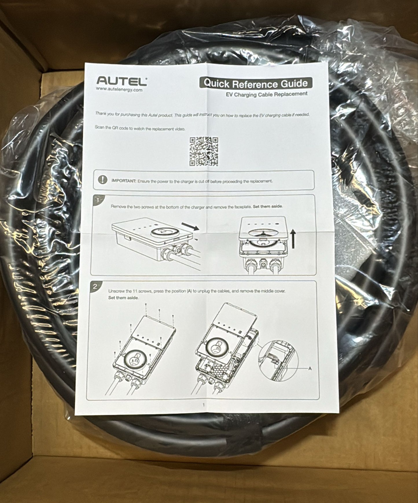 (New Open Box) Autel New Level 2 Charger Replacement Cable, 16 Amp-50 Amp 240 Volt SAE J1772 Charger for All EV Charging Stations, 25-Foot Charging Cable, More Durability and Flexibility