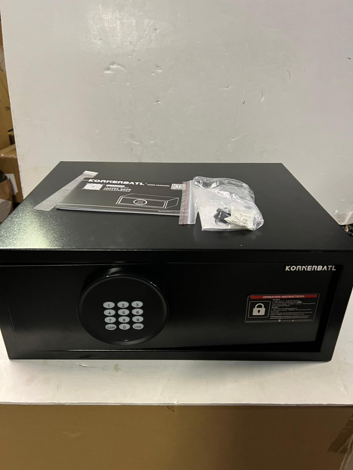 (New Open Box) KornerBatl Hotel Safe Box with Administrator's Password (14.57"D x 16.93"W x 7.09"H - 24.69 lb)