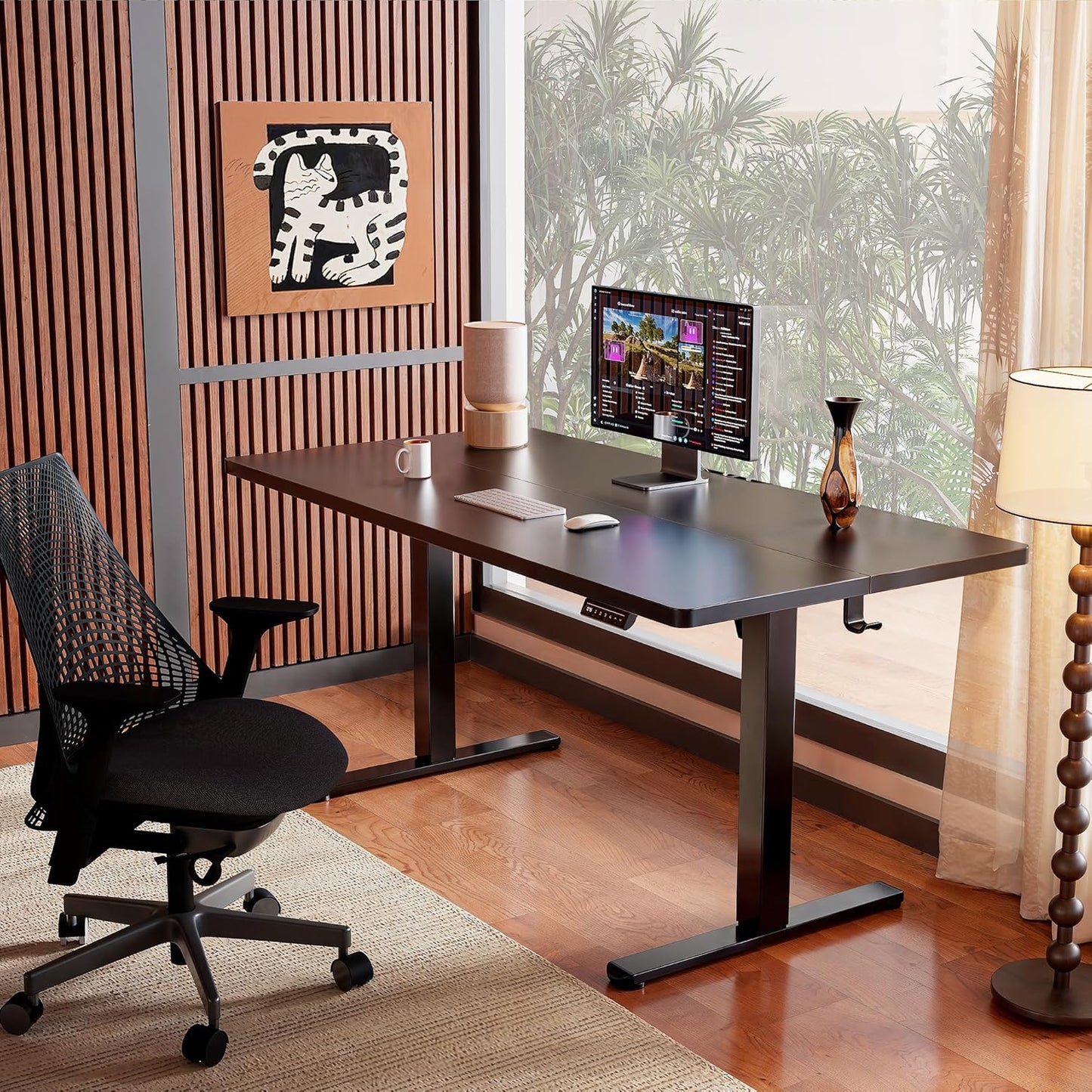 (New Open Box) ErGear Electric Standing Desk, 40"x24" Height Adjustable Sit Stand up Desk, 4 Memory Computer Home Office Desk Standing Table with Splice Board (Black)