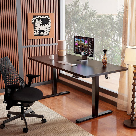 (New Open Box) ErGear Electric Standing Desk, 40"x24" Height Adjustable Sit Stand up Desk, 4 Memory Computer Home Office Desk Standing Table with Splice Board (Black)
