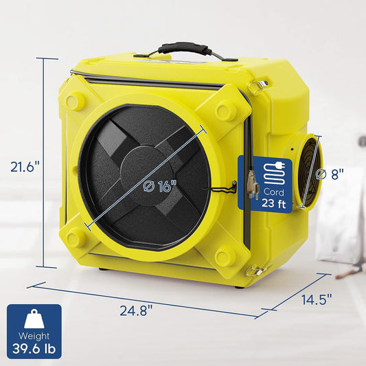 (Excellent) ALORAIR CleanShield HEPA 550 - Heavy Duty Commercial Air Scrubber HEPA Filter System, 23' Power Cord with Lighted End and Roto-Molded Unbreakable Housing Air Cleaner