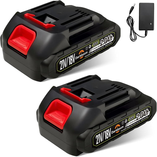 (New Open Box) 2 pcs 21V batteries, 2.0Ah 2000mAh battery for 20V 21V cordless power tools with a Battery Charger