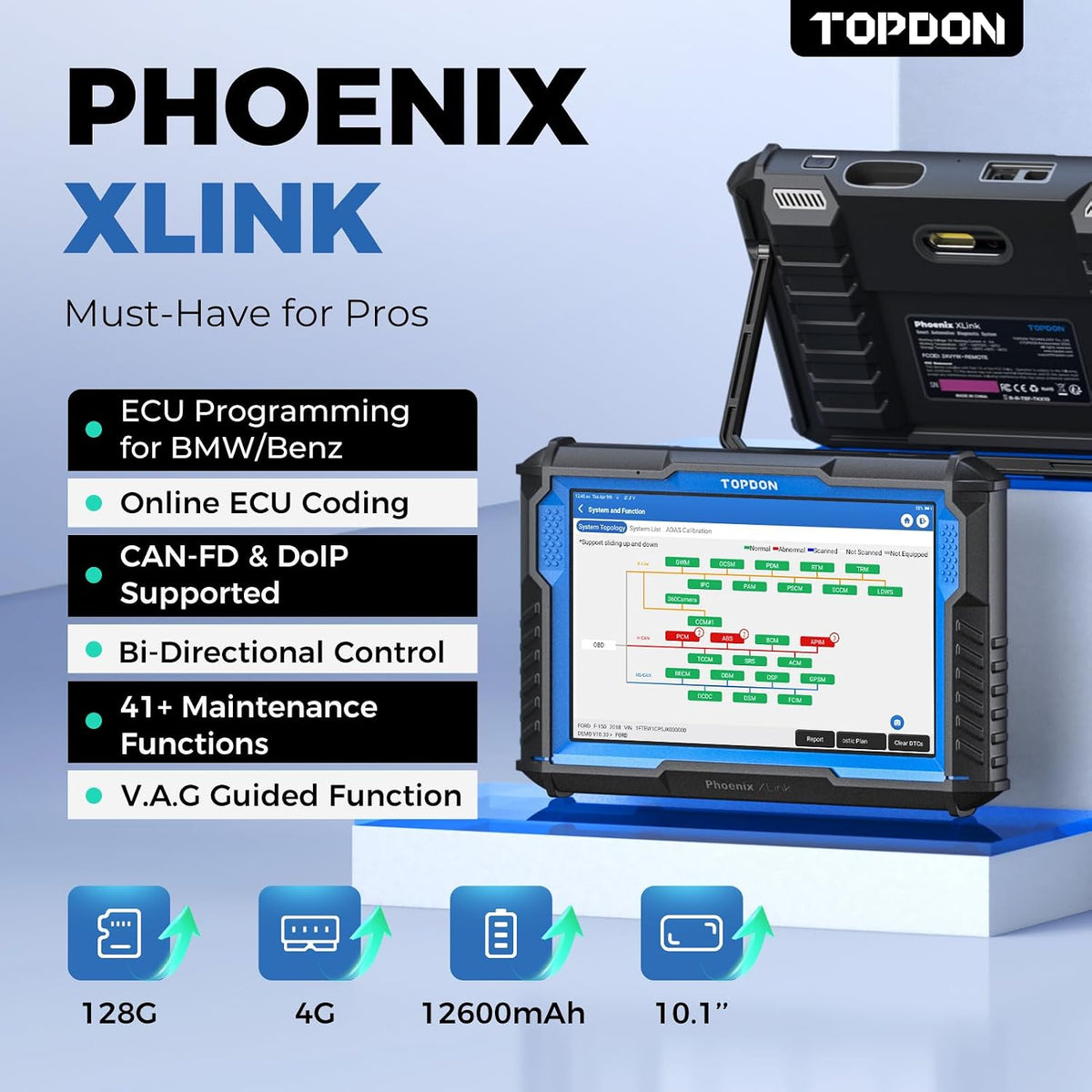 (New Open Box)  TOPDON Phoenix XLink Professional Automotive Diagnostic Scanner | ECU Programming •