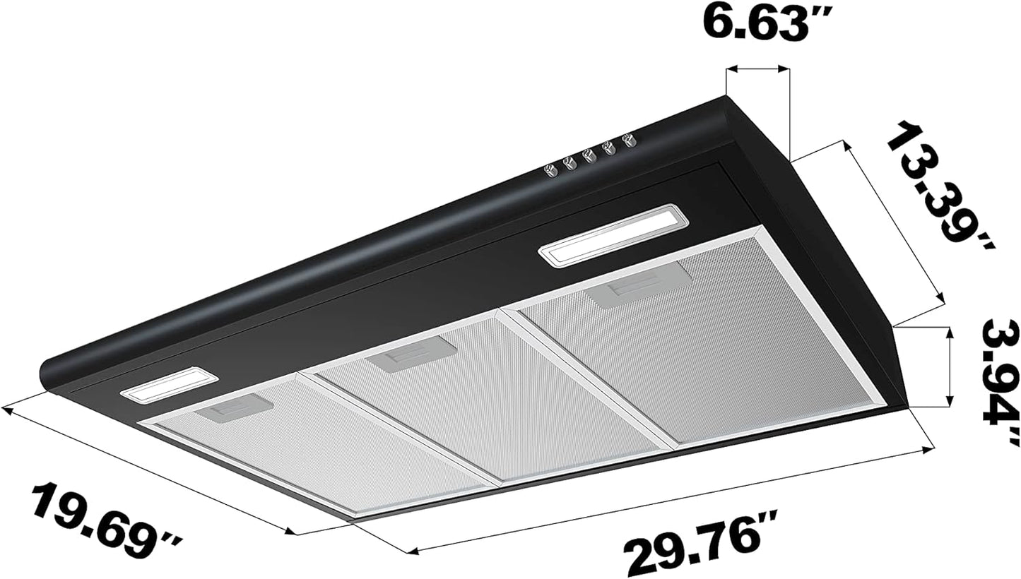 (Good) CIARRA Black Range Hood 30 inch Under Cabinet Ductless Range Hood Vent for Kitchen