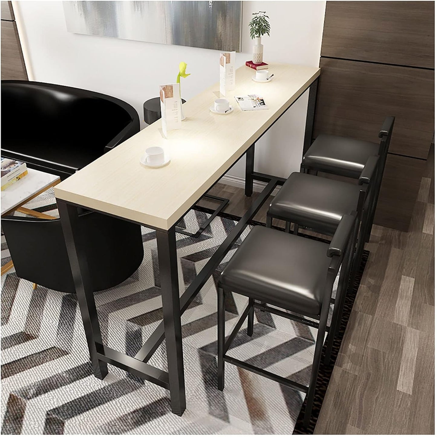 (New Open Box)  Metal Barstools with Back & Footrest (2PCS) | PU Leather Counter Chairs |