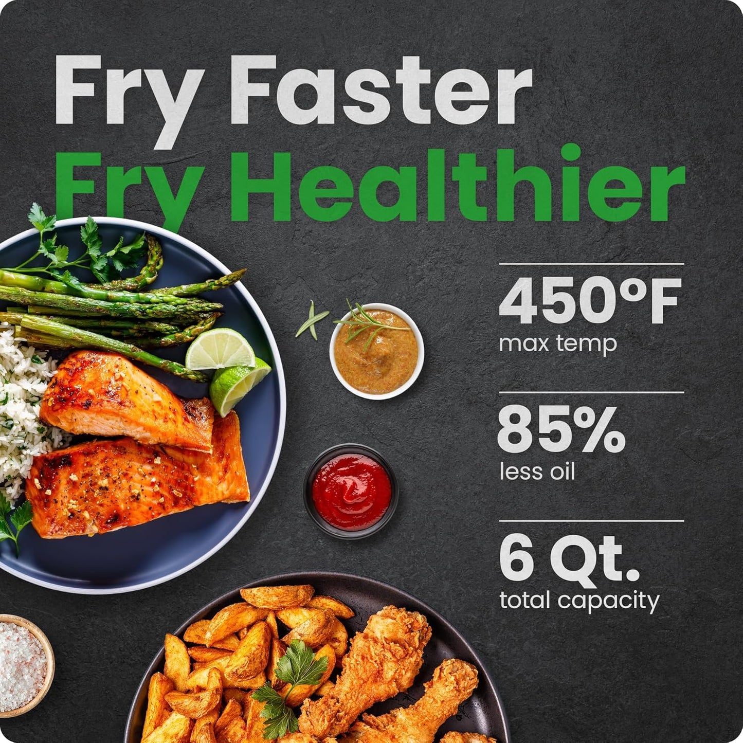 (Brand New) Chefman Air Fryer – 6 QT Compact Airfryer, Features Hi-Fry Technology for Extra Crisp,  - Black