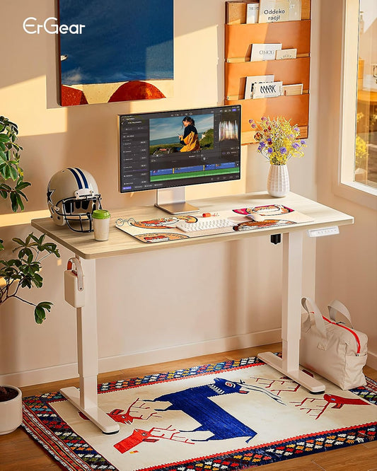 (New Open Box) ErGear Height Adjustable Electric Standing Desk, 40 x 24 Inches Sit Stand up Desk, Memory Computer Home Office Desk, Natural