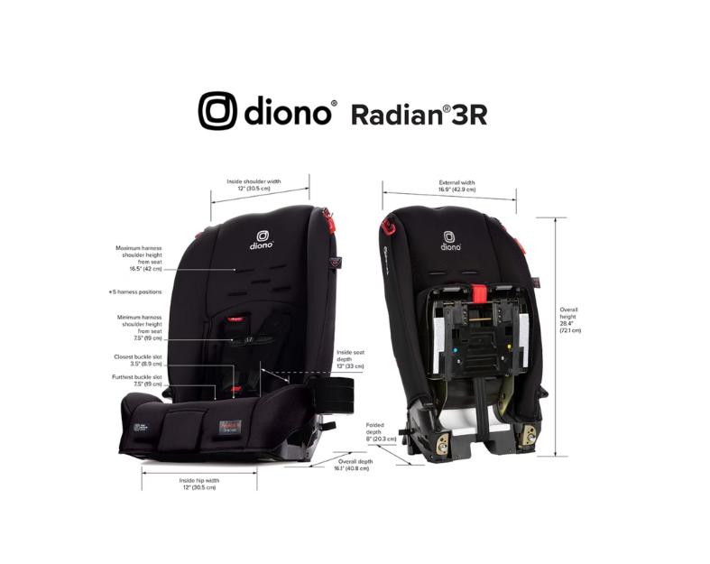 (Good) Diono Radian 3R All-in-One Convertible Car Seat | Slim Fit • 3 Across