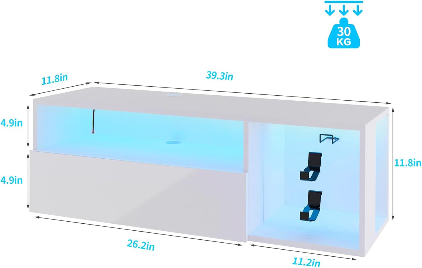 (New Open Box) SogesHome 39.3 inch Floating Wall TV Cabinet Stand with LED Lights Wall Mounted TV Stand with Storage Shelf Modern Entertainment Center Media Console Table for Living Room,Bedroom