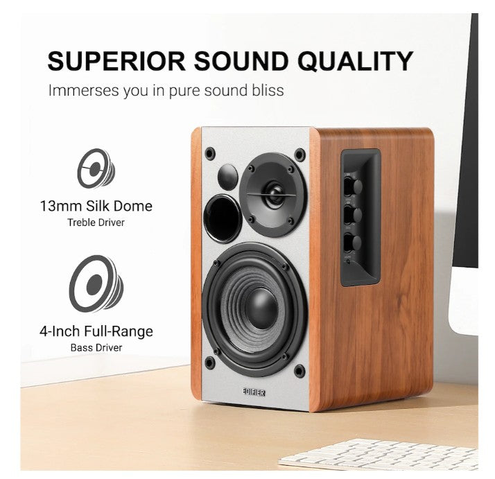 (Excellent) Edifier R1280T Speakers + WiiM Mini Wi-Fi Streamer | Hi-Res Audio • Bluetooth Streaming