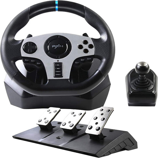 (Excellent) PXN V9 PC Game Racing Wheels, 270°/900° Steering Wheel Gaming, USB, Black, 15 Buttons,