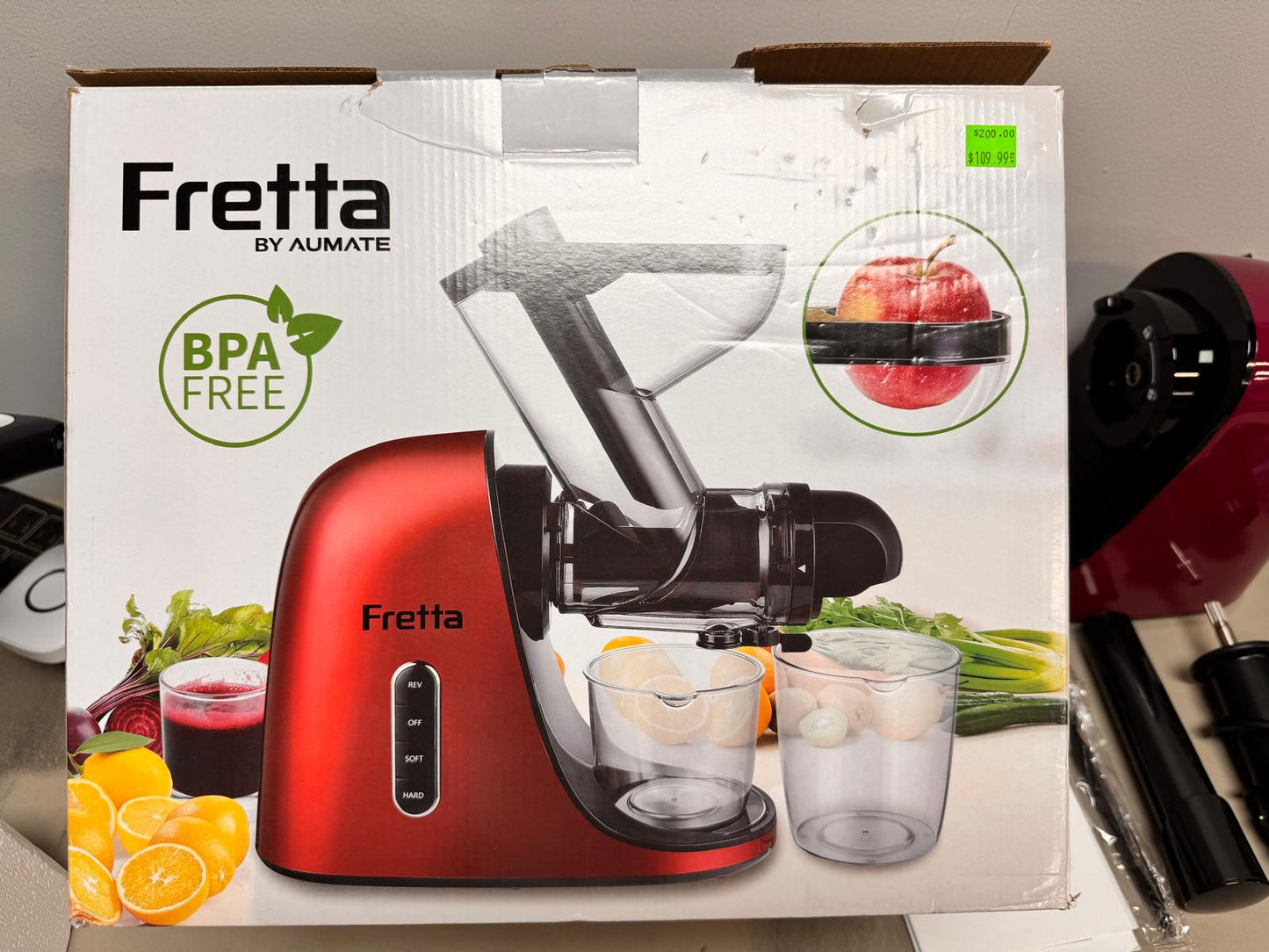 (New Open Box) Cold Press Juicer, Fretta Masticating Slow Juicer Extractor, Juice Maker Machine