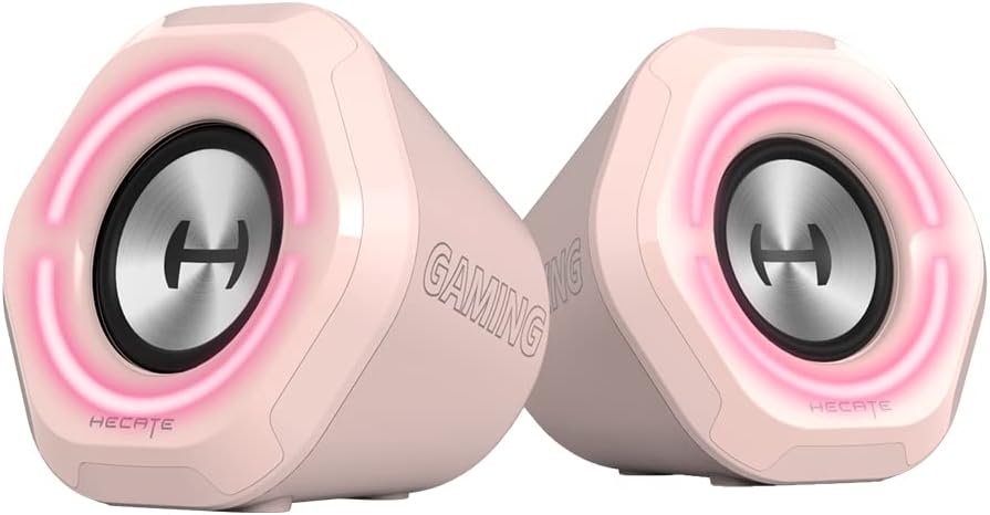 (Excellent) Edifier G1000 USB Computer Speakers,USB-Powered Bluetooth 5.3 PC Gaming Speakers for Desktop Computer Laptop and Mobile Phone USB 3.5mm Aux Bluetooth Input RGB Lights Pink