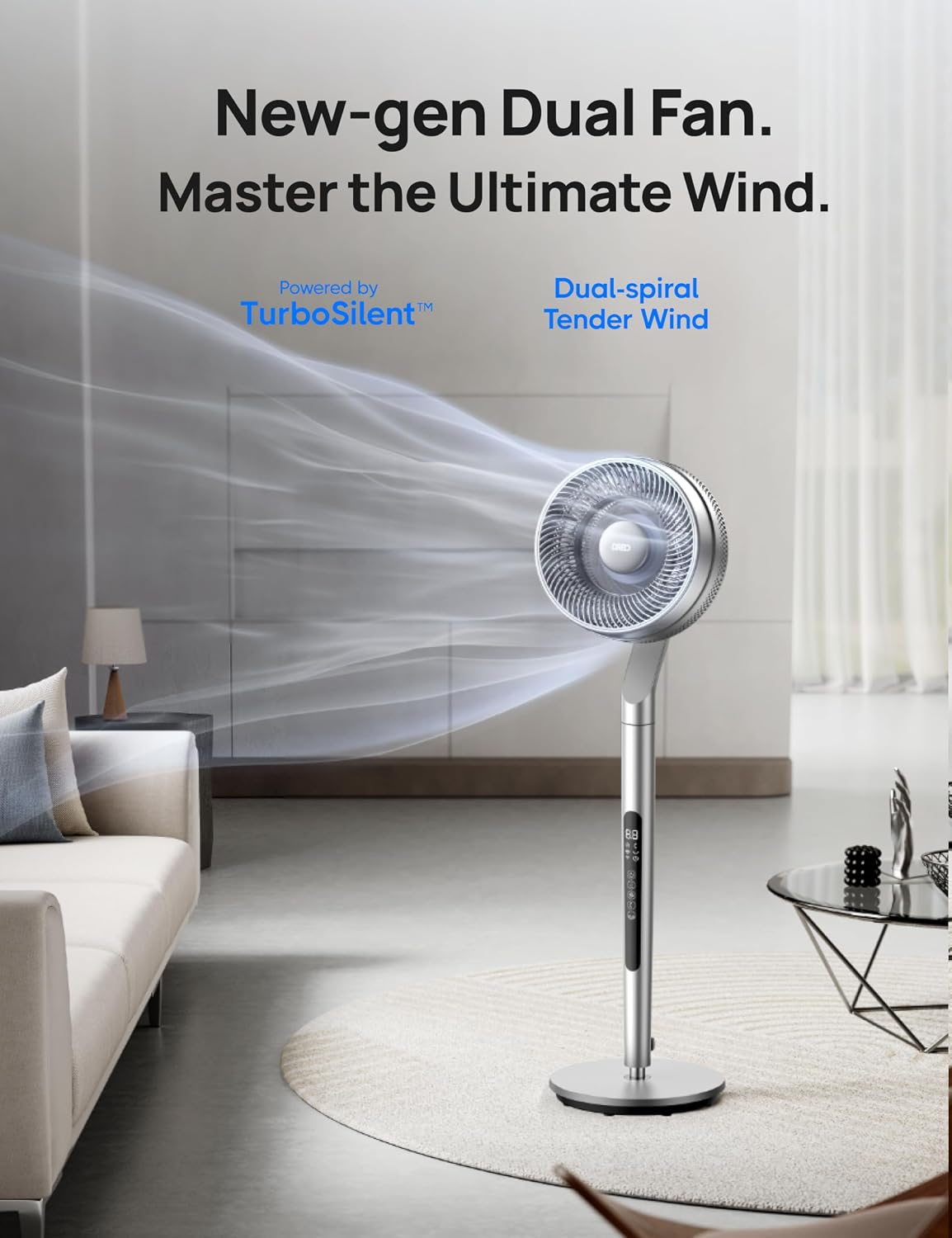 (New Open Box)  DREO PolyFan 715S Smart Pedestal Fan – 40–44" Adjustable | Wi-Fi & Voice Control