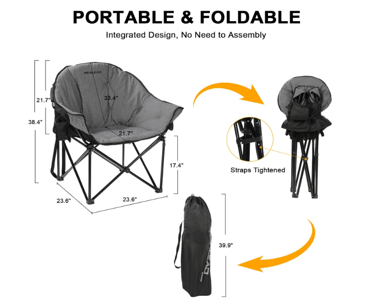 (Excellent) REALEAD Oversized Heated Camping Chair with Fully Thick Padded