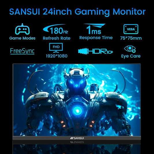 (New Open Box)  SANSUI 24" 180Hz Gaming Monitor | FHD • 1ms MPRT • FreeSync • HDR
