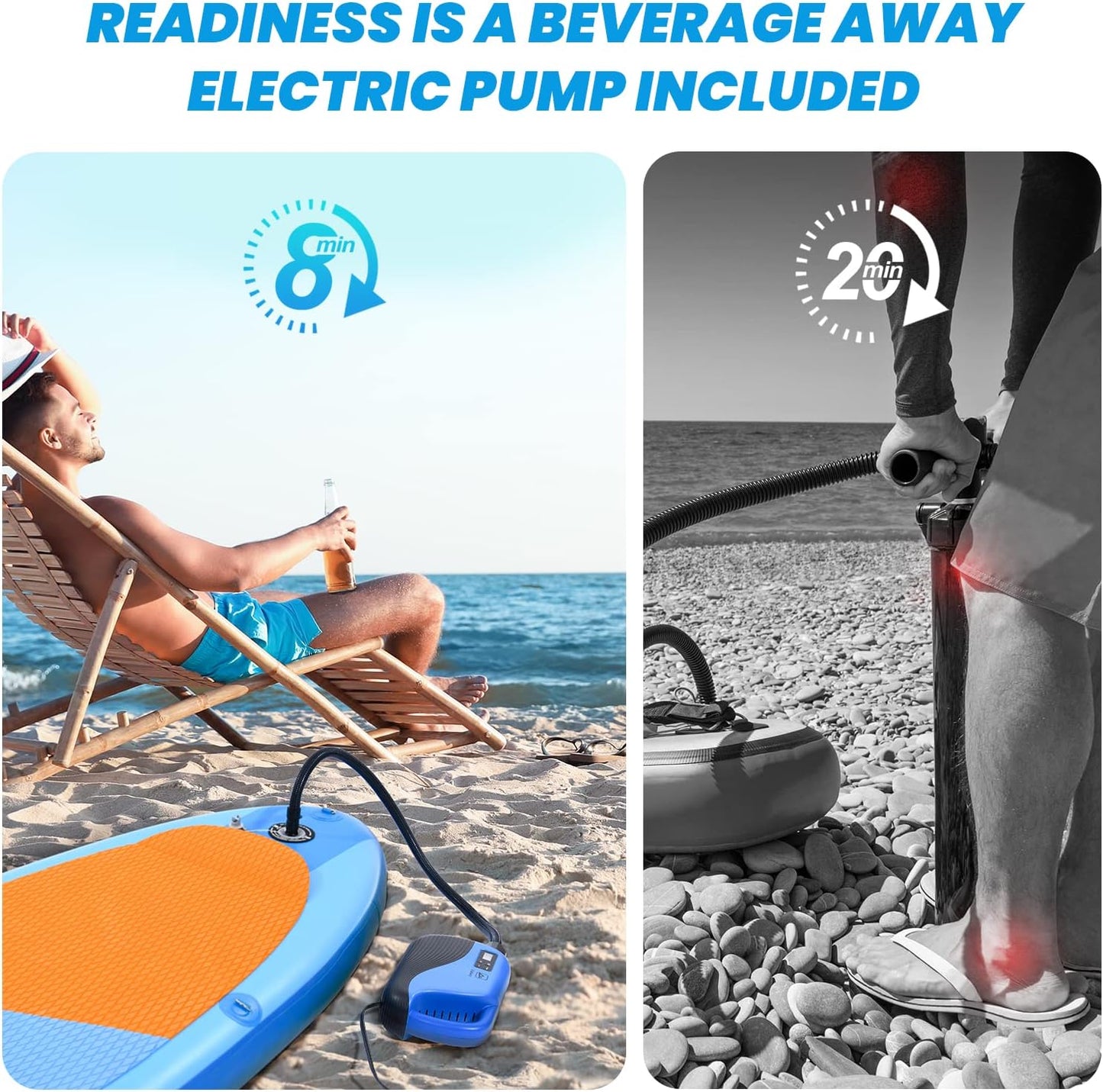 (New Open Box) Valwix Inflatable Stand Up Paddle Board 11'/12' *32"*6'' w/High Pressure Electric Air Pump & Built-in Action Camera Mount, Paddleboard 350 LBS Capacity SUP