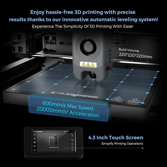 (Excellent) FLASHFORGE Adventurer 5M 3D Printer, 600mm/s High-Speed, 1 Click Fully Auto Leveling, Upgraded Direct extruder Quick Detachable 280°C Nozzle, Dual-Sided PEI Coating Plate, Print Size 220x220x220mm