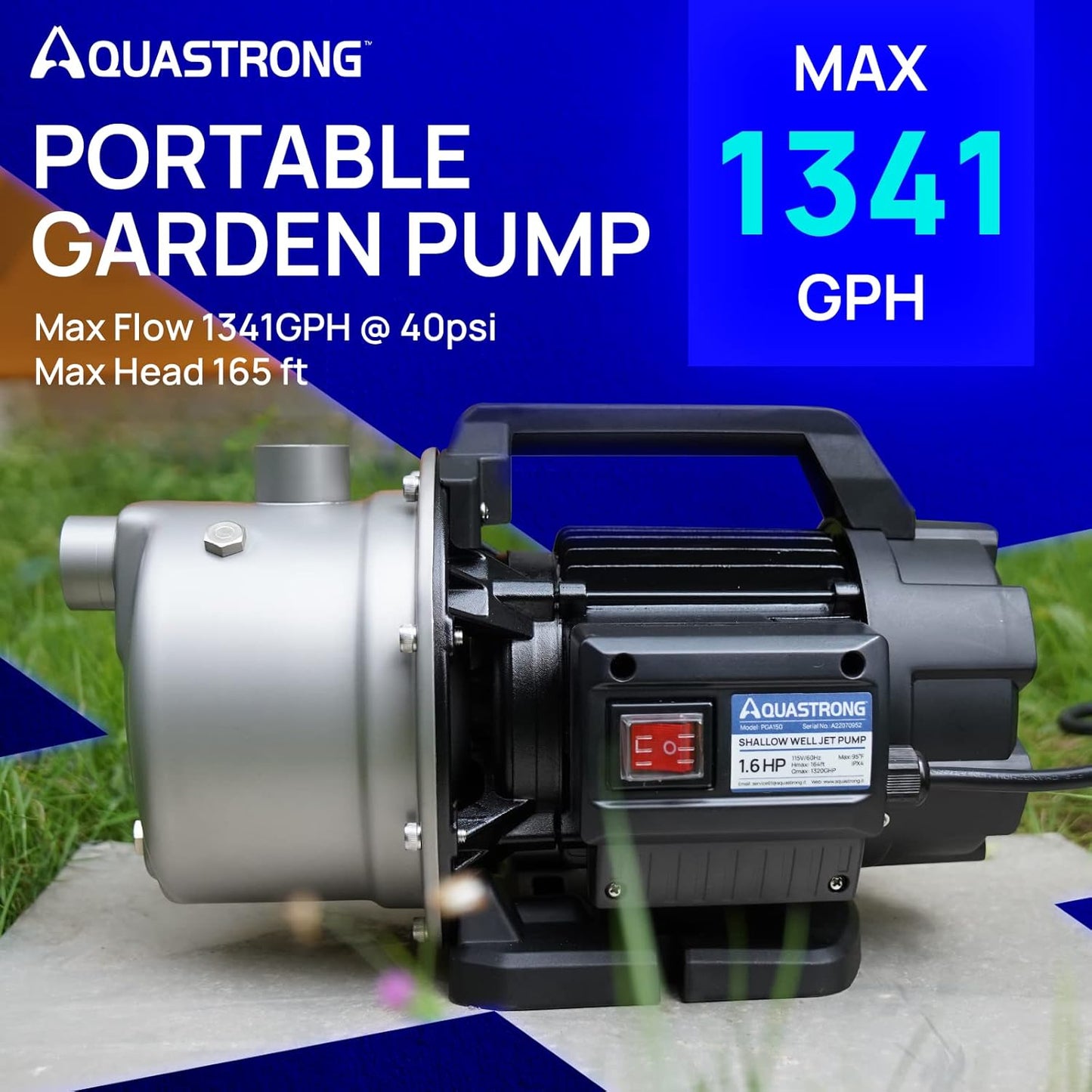 (Good) Aquastrong 1.6HP Portable Shallow Well Pump Garden Pump, 1320GPH, 115V, Stainless Steel, Sprinkler Pump, Water Transfer Draining Irrigation Pump, for Lawn or Garden…