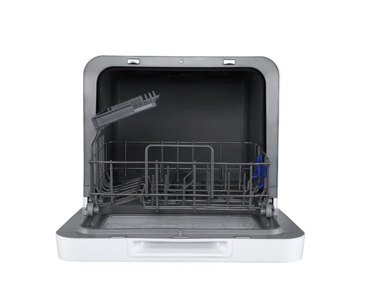 (New Open Box) Farberware Portable Dishwasher with Built-In Water Tank with Baby Care and Fruit Wash Settings in White w/ 6-Place Setting Capacity, FDW05ASBWHA