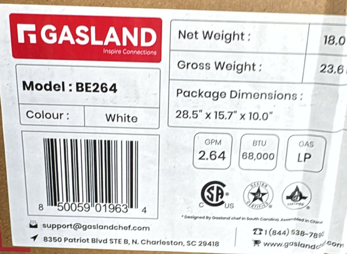 (New Open Box) GASLAND BE264 Tankless Water Heater Propane 10L, 2.64GPM Outdoor Propane