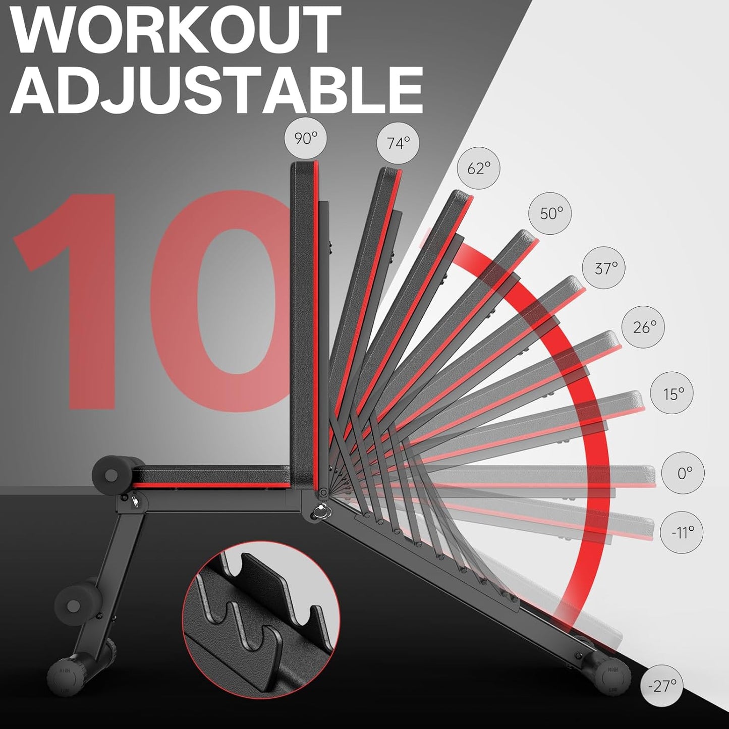 (New Open Box) PASYOU Adjustable Weight Bench Full Body Workout Multi-Purpose Foldable Exercise Workout Bench for Home Gym Incline Decline